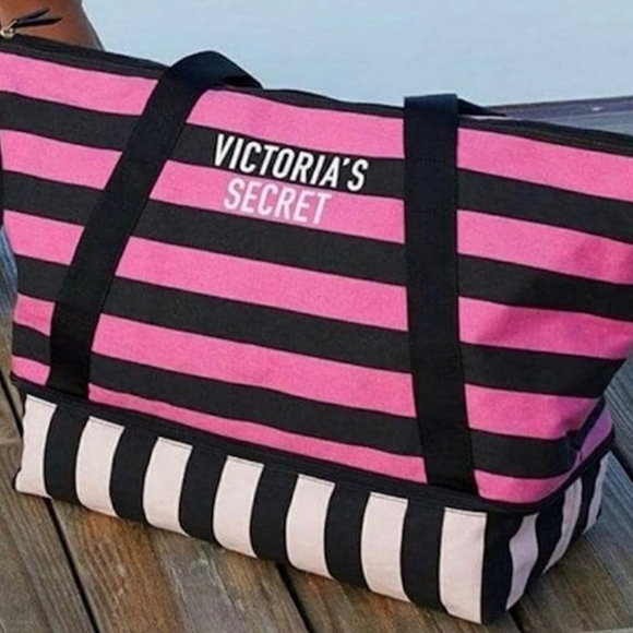Victoria's Secret Bags Nwt Victorias Secret Pink Striped Weekender